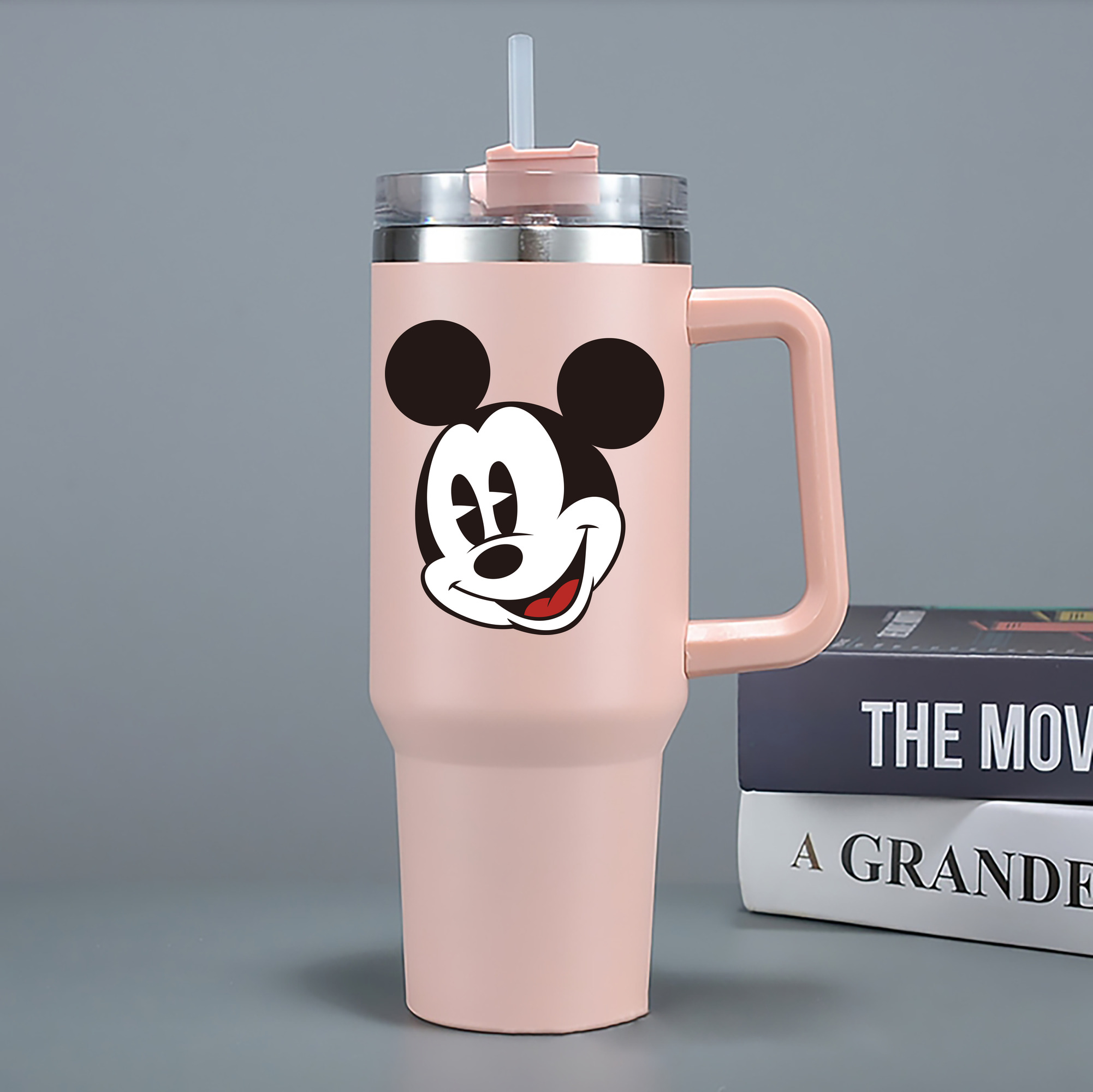 （画像用） ミッキーマウス Mickey Mouse 1200mL車用タンブラー - クリスタルステッカー（プラスチックストロー付き）